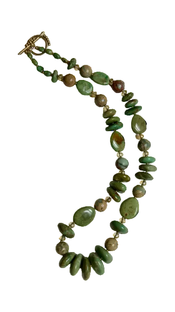 rare soft green turquoise variety with faceted citrine and african jasper opal necklace